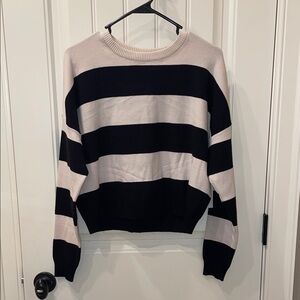No Boundaries Black and Cream Striped Sweater